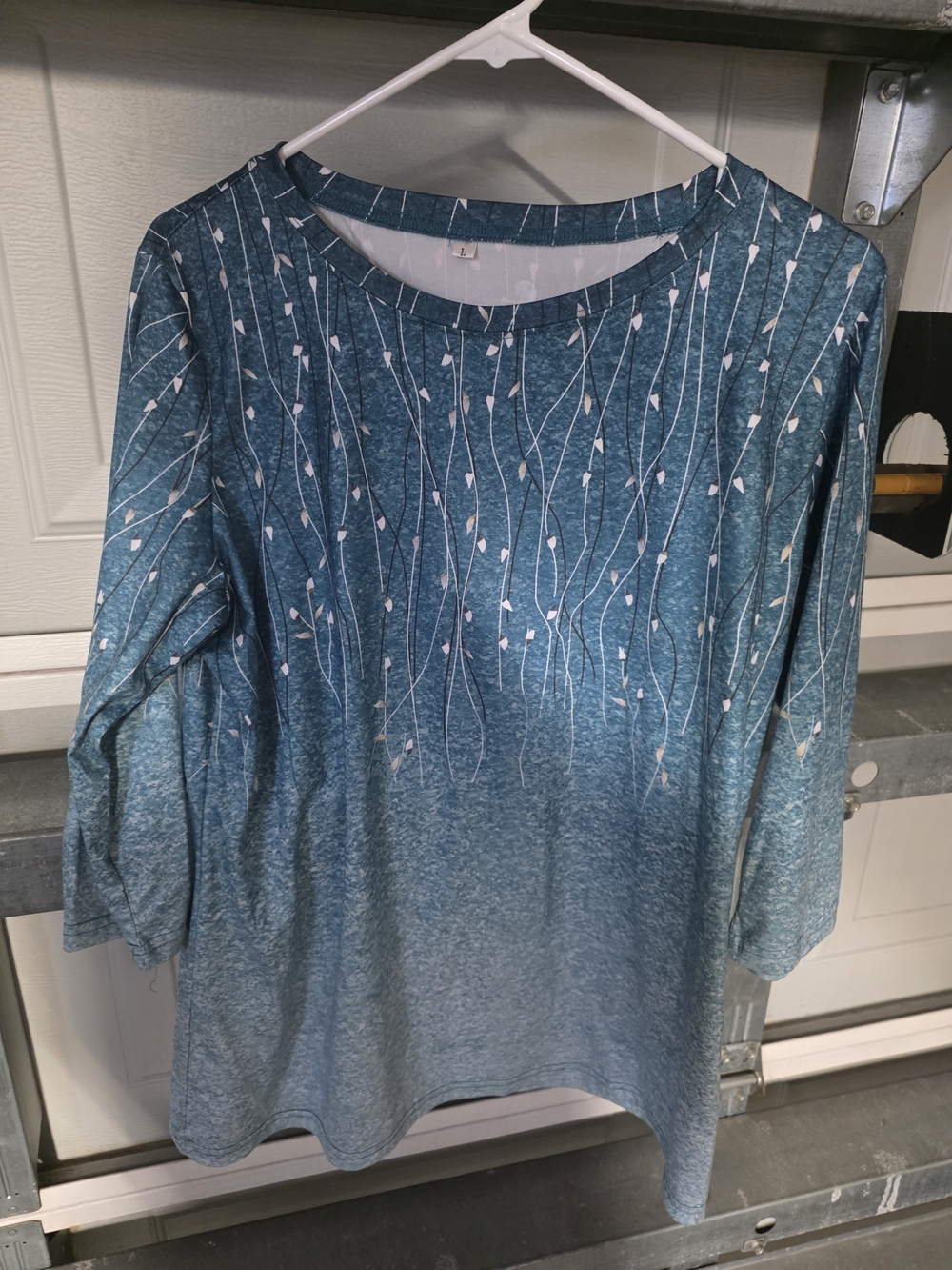 Women’s Teal Patterned Long Sleeve Top
